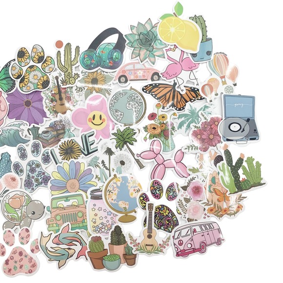 STICKER Lot Stickers NEW Water Bottle 50 Sticker Lot Colorful Aesthetic Vibes - Picture 4 of 5